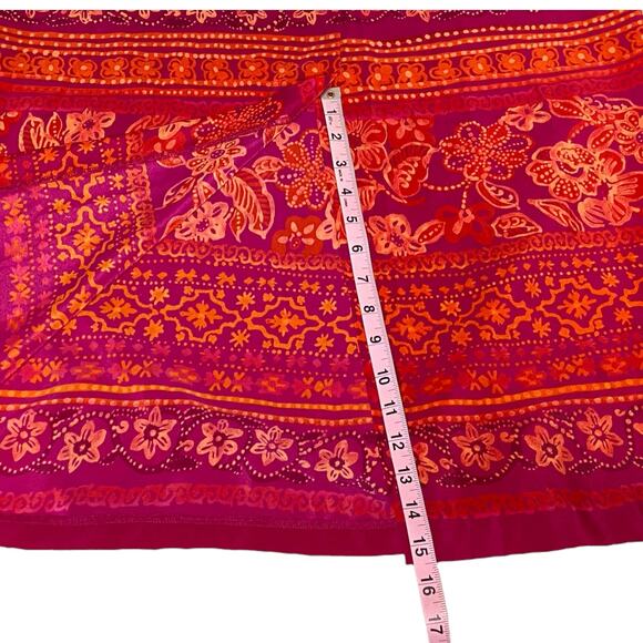 R&K Originals Maxi Dress Red Faux Wrap Sleeveless Tropical Floral Size 14 Y2K - Picture 14 of 15